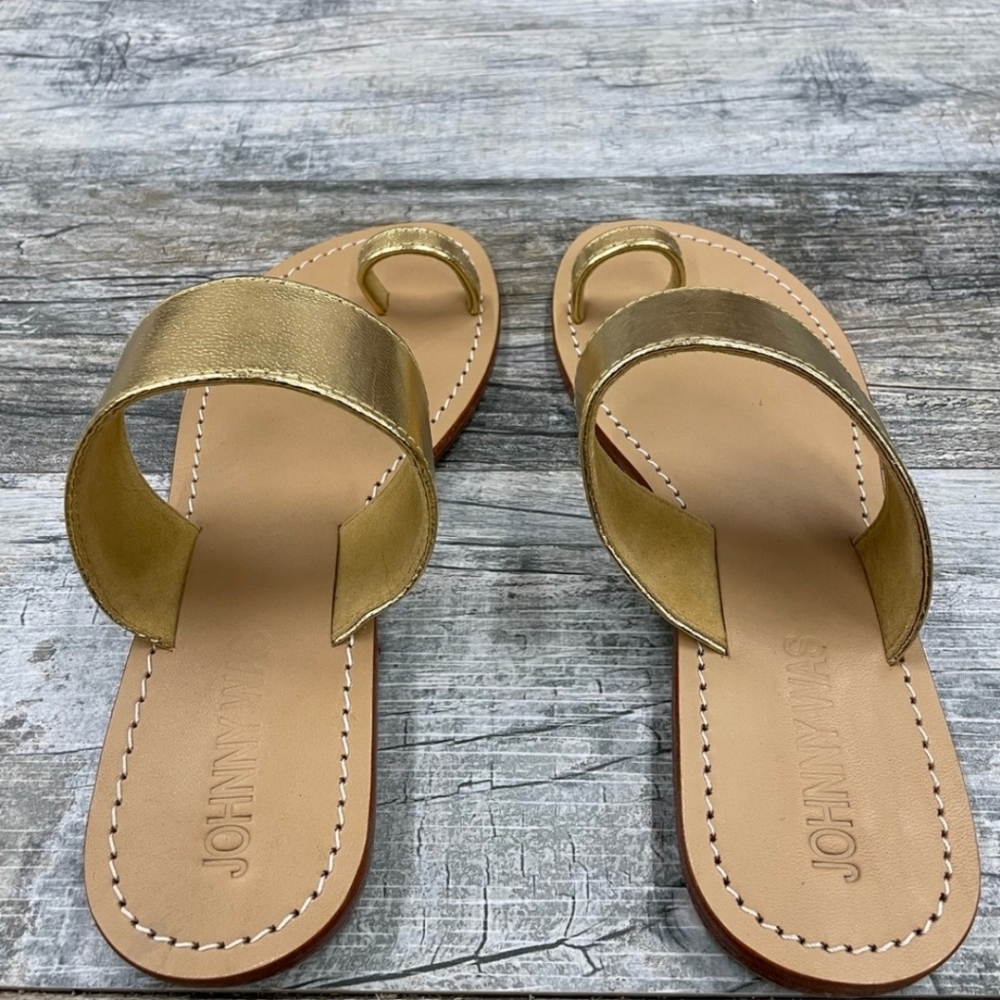 ❌️SOLD❌️Johnny Was Gold Leather Goddess Queen Sandals Shoes Sz 9 - Picture 5 of 9